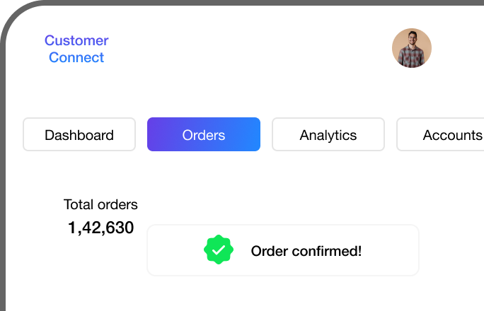 Order confirmation interface showing completed transaction